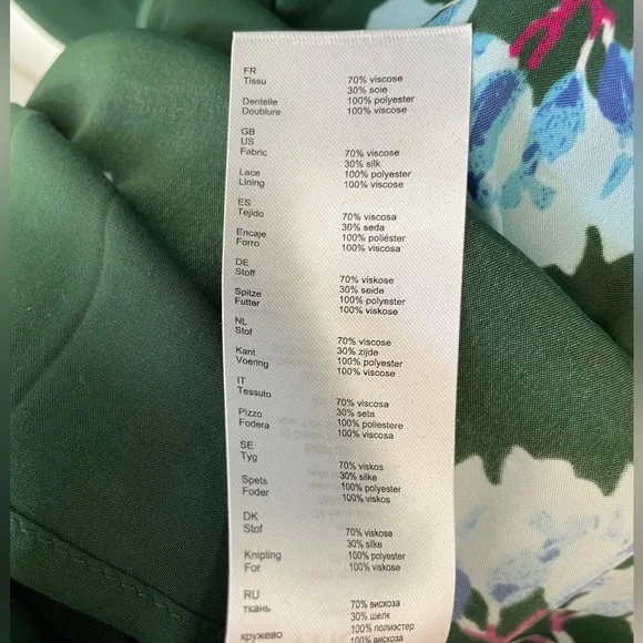 Maje | asymmetrical | black lace neckline | floral | silk |midi dress. - Picture 8 of 9